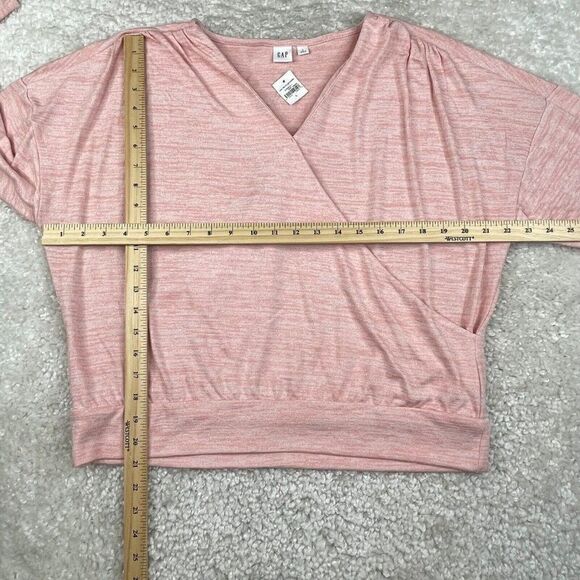 Gap Long Sleeve Softspun Wrap Front Top Heathered Pink NEW - Picture 6 of 8